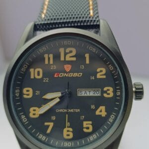 Men's Longbo Watch with Black Dial and Orange Numerals