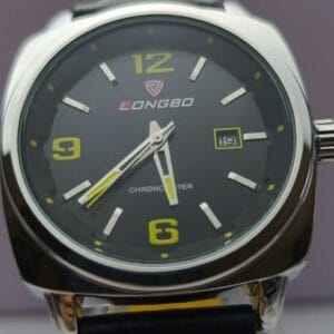 Men's Longbo Watch with Black Dial and Orange Numerals
