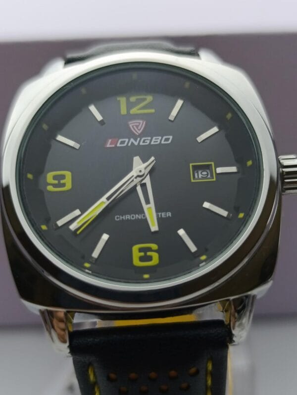 Men's Longbo Watch with Black Dial and Orange Numerals