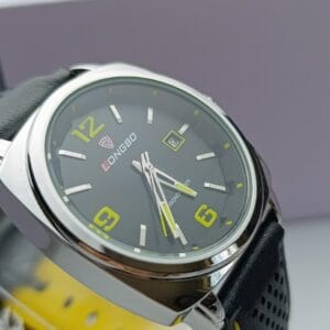 Men's Longbo Watch with Black Dial and Orange Numerals