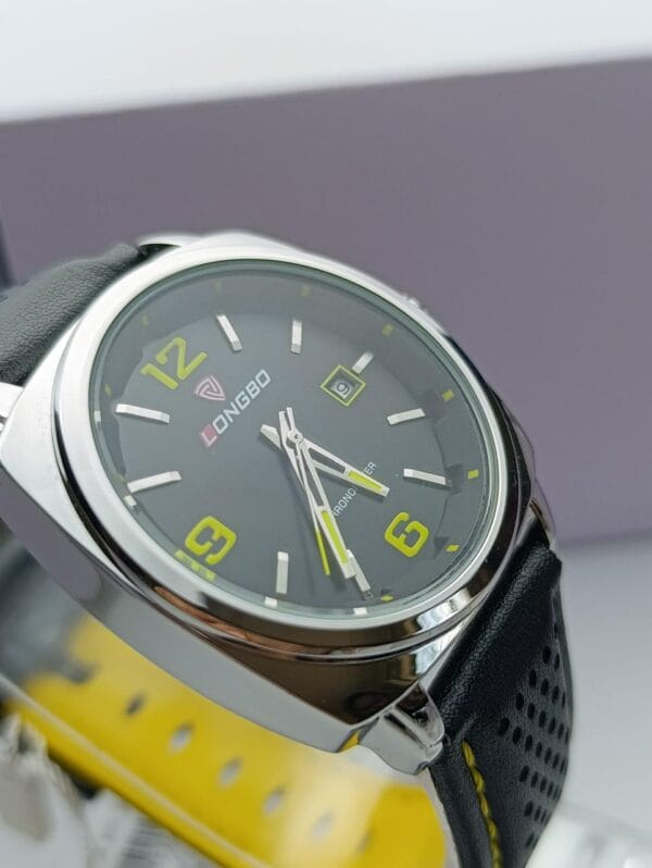 Men's Longbo Watch with Black Dial and Orange Numerals - Image 2