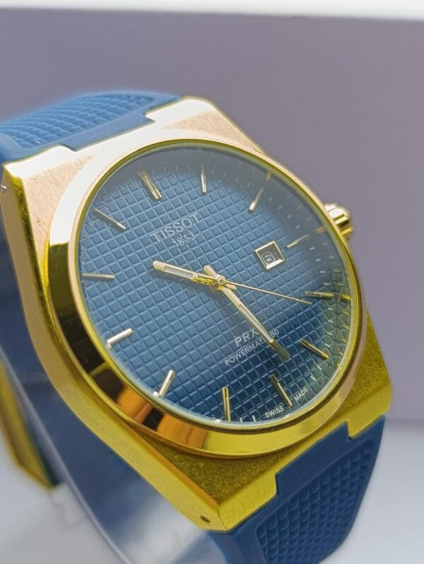Luxurious Tissot PRX Gold and Blue Combination Watch