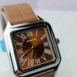 Universe Point Stylish Square-Cased Watch with Elegant Brown and Silver Tones