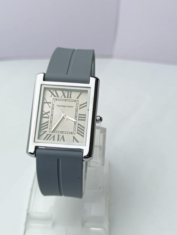 Universe Point Stylish Square-Cased Watch with Elegant Brown and Silver Tones - Image 6