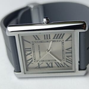 Universe Point Stylish Square-Cased Watch with Elegant Brown and Silver Tones