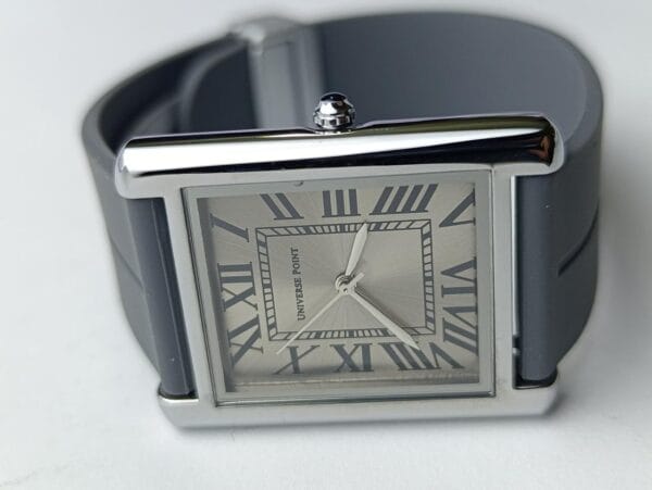Universe Point Stylish Square-Cased Watch with Elegant Brown and Silver Tones - Image 7