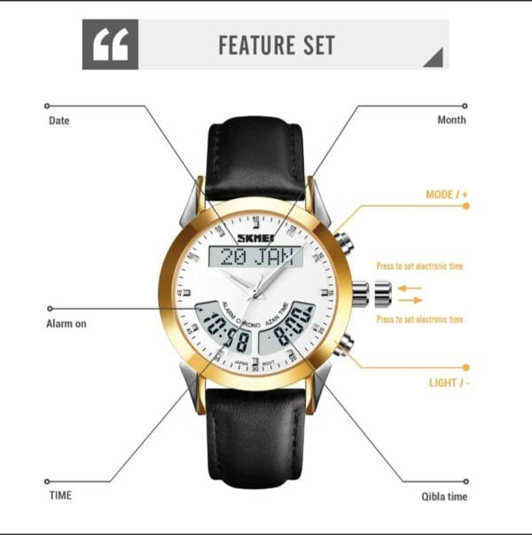 SKMEI Islamic Prayer Time (Namaz) Watch with Dual Display and Qibla Direction - Image 3