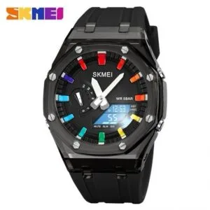 SKMEI Men's Multi-Color Accent Dual Display Sports Watch (WR 5BAR)