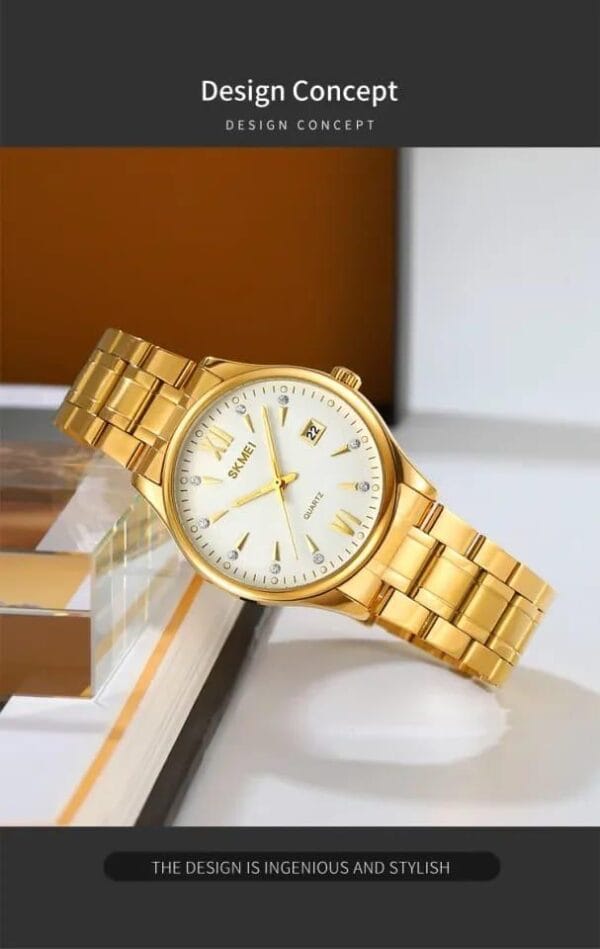 SKMEI Elegant Lightweight Men's Quartz Watch with Crystal Accents and Date