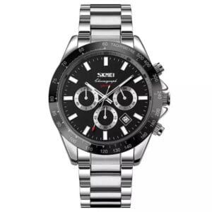 SKMEI Men's Stainless Steel Chronograph Sports Watch with Black Dial