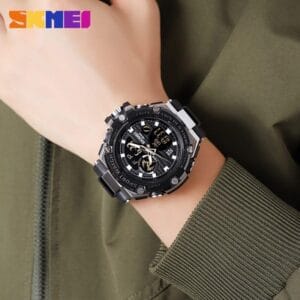 Rugged SKMEI Men's Digital-Analog Sport Watch (WR 5BAR) with Dual Time Display