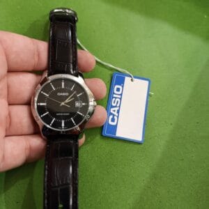 Casio Men's Classic Analog Watch with Black Dial & Leather Strap (Water Resistant)