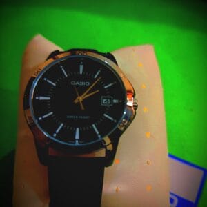 Casio Men's Classic Analog Watch with Black Dial & Leather Strap (Water Resistant)