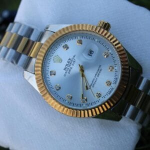 Rolex Datejust Two-Tone Men's Watch with Fluted Bezel and Diamond Hour Markers