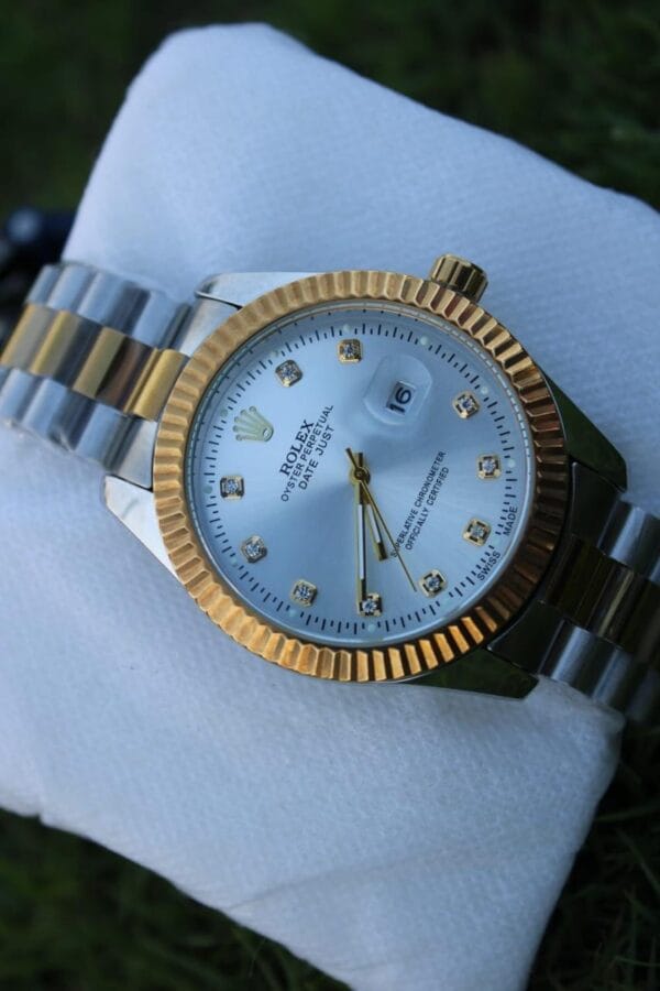 Rolex Datejust Two-Tone Men's Watch with Fluted Bezel and Diamond Hour Markers