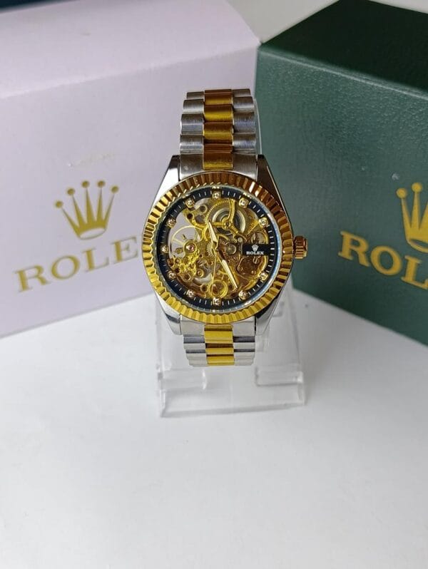 Rolex Automatic Watch :Sophisticated Skeleton Watch for the Discerning Gentleman - Many Strap & Case Colors - Image 5