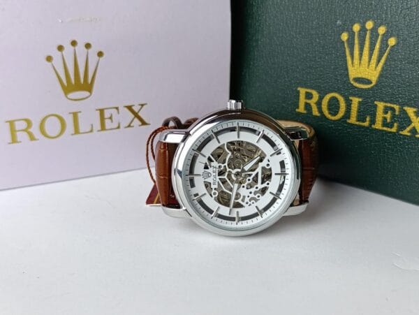 Rolex Automatic Watch :Sophisticated Skeleton Watch for the Discerning Gentleman - Many Strap & Case Colors - Image 4