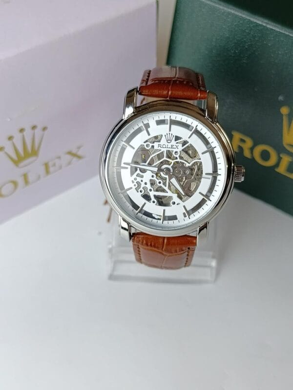 Rolex Automatic Watch :Sophisticated Skeleton Watch for the Discerning Gentleman - Many Strap & Case Colors - Image 7