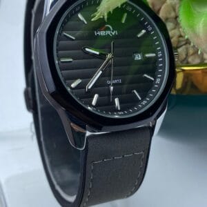 HERYI Men's Tonneau Case Watch with Dark Dial, Super Silicone Strap & Magnetic Lock