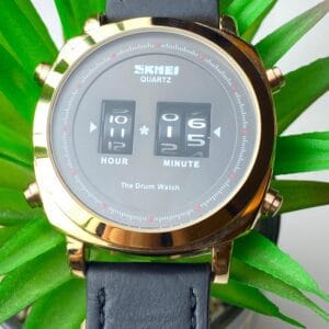 SKMEI "The Drum Watch" Quartz with Unique Rotating Numbers Display - Gold Tone & Black