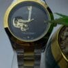 Men's Rolex-Branded Two-Tone Automatic Watch with Blue Dial & Open-Heart Skeleton Detail