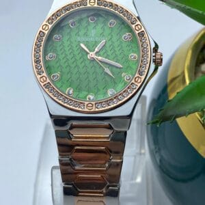 Rose Gold-Tone Audemars Piguet Style Watch with Diamond Bezel