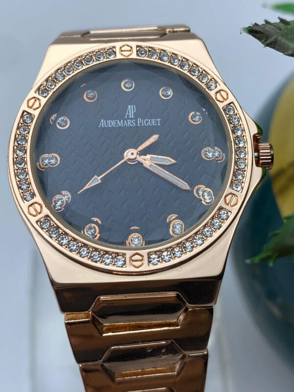 Rose Gold-Tone Audemars Piguet Style Watch with Diamond Bezel - Image 10