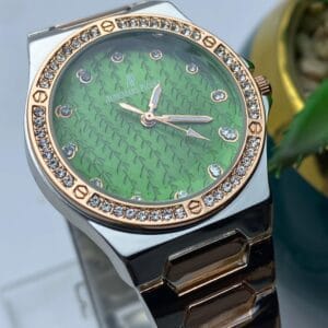 Rose Gold-Tone Audemars Piguet Style Watch with Diamond Bezel