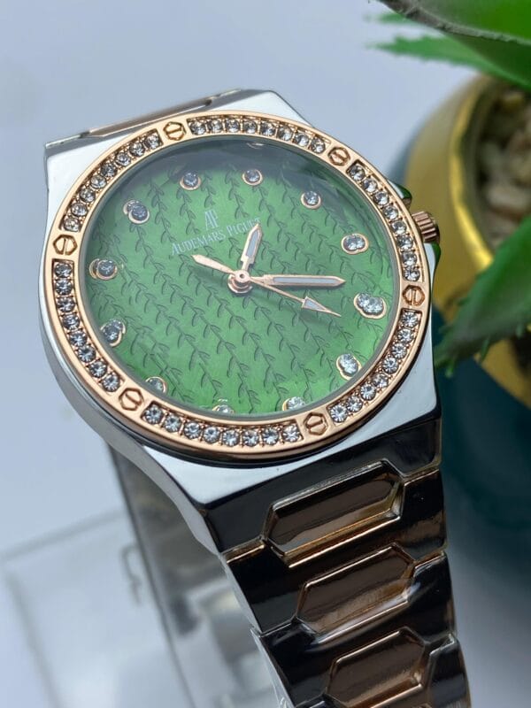 Rose Gold-Tone Audemars Piguet Style Watch with Diamond Bezel - Image 4