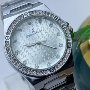 Rose Gold-Tone Audemars Piguet Style Watch with Diamond Bezel