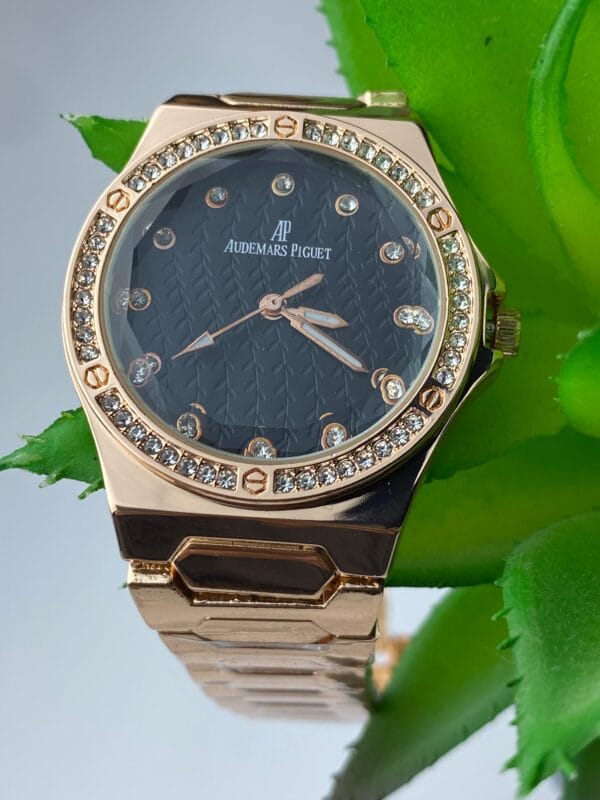 Rose Gold-Tone Audemars Piguet Style Watch with Diamond Bezel - Image 9
