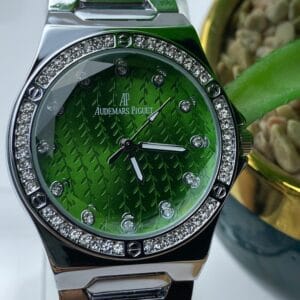 Rose Gold-Tone Audemars Piguet Style Watch with Diamond Bezel