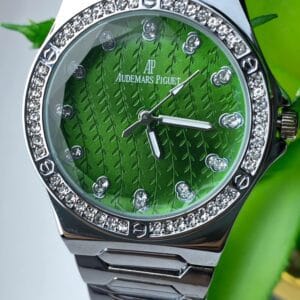 Rose Gold-Tone Audemars Piguet Style Watch with Diamond Bezel