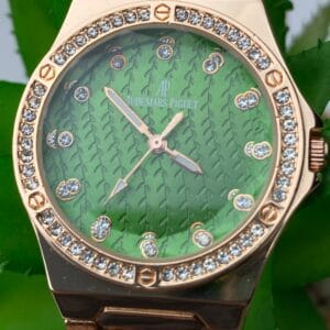 Rose Gold-Tone Audemars Piguet Style Watch with Diamond Bezel