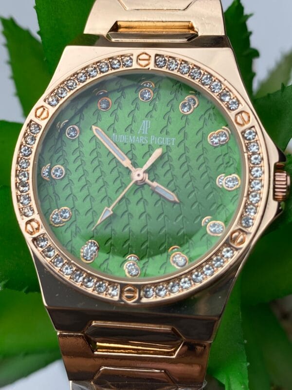 Rose Gold-Tone Audemars Piguet Style Watch with Diamond Bezel - Image 5