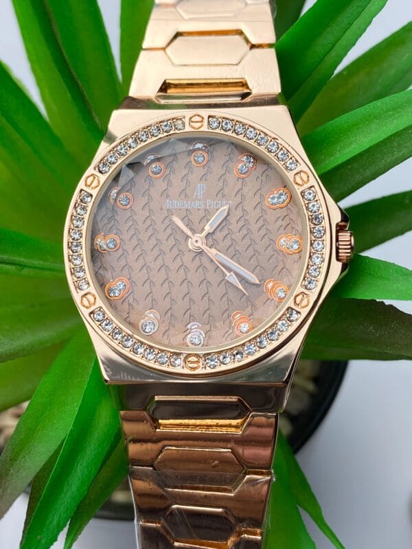 Rose Gold-Tone Audemars Piguet Style Watch with Diamond Bezel - Image 13