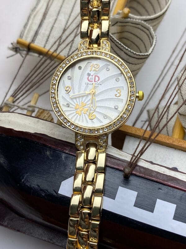 Gold-Tone "CD COLLECTION" Ladies' Watch with Crystal Bezel - Image 3