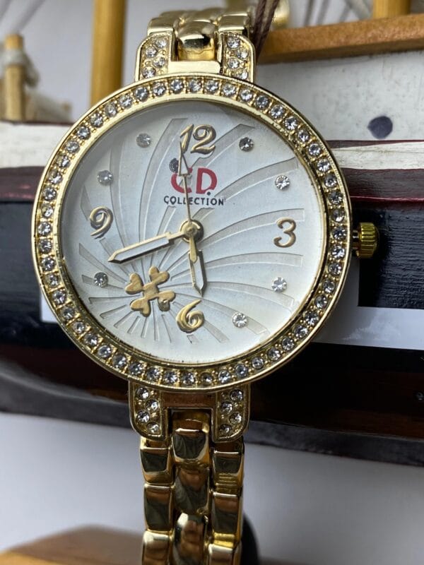 Gold-Tone "CD COLLECTION" Ladies' Watch with Crystal Bezel - Image 2