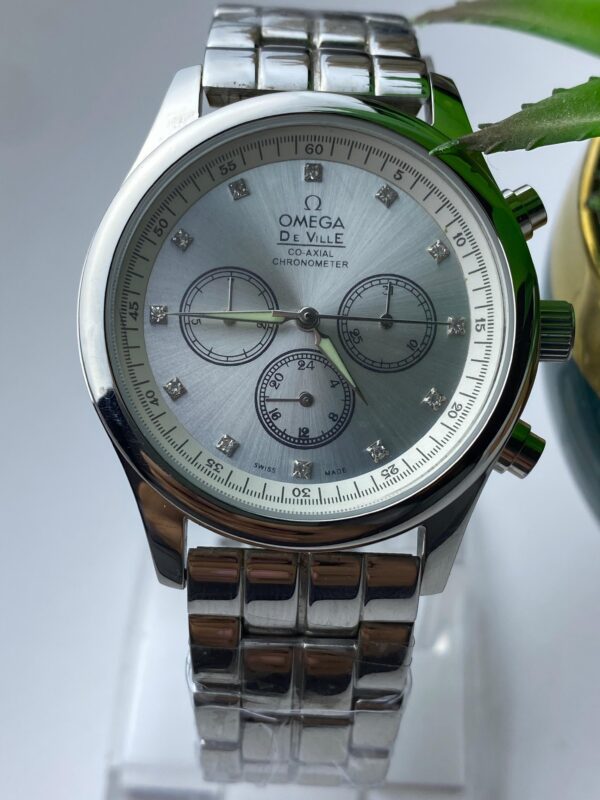 Men's Omega De Ville Co-Axial Chronometer Style Watch with White Dial & Diamond Markers - Image 2