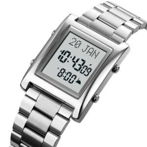 Skmei Stainless Steel Digital Azan Watch with Prayer Time & Alarm