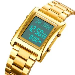 Skmei Stainless Steel Digital Azan Watch with Prayer Time & Alarm