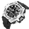 X-GEAR Men's Dual Display Sport Watch with Silver Bezel & Black Strap