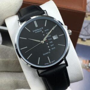 EMERALD SUPREME Gold and Black Day-Date Quartz Watch
