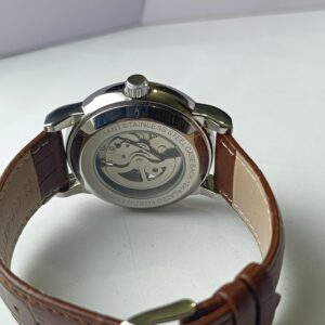 : Fitron Automatic Skeleton Watch with Brown Leather Strap