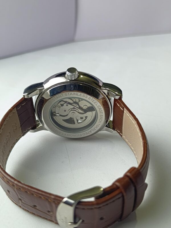 : Fitron Automatic Skeleton Watch with Brown Leather Strap - Image 3