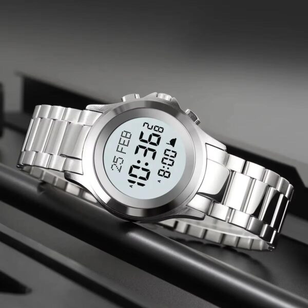 SKMEI Stainless Steel Digital Prayer Watch with Azan & Alarm Function