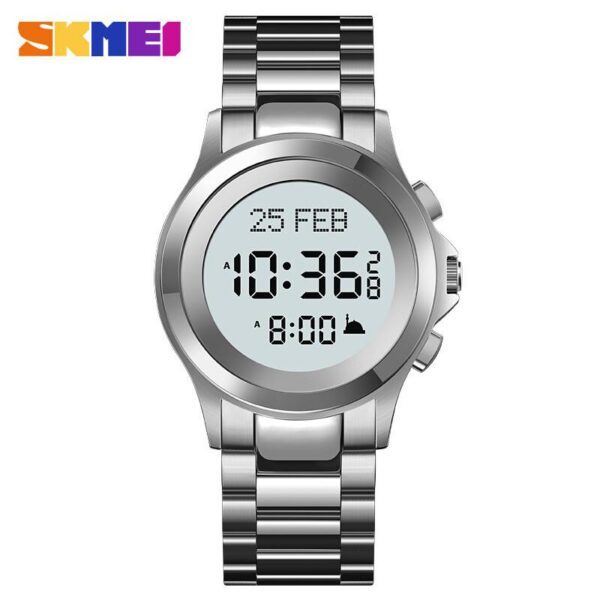 SKMEI Stainless Steel Digital Prayer Watch with Azan & Alarm Function - Image 4