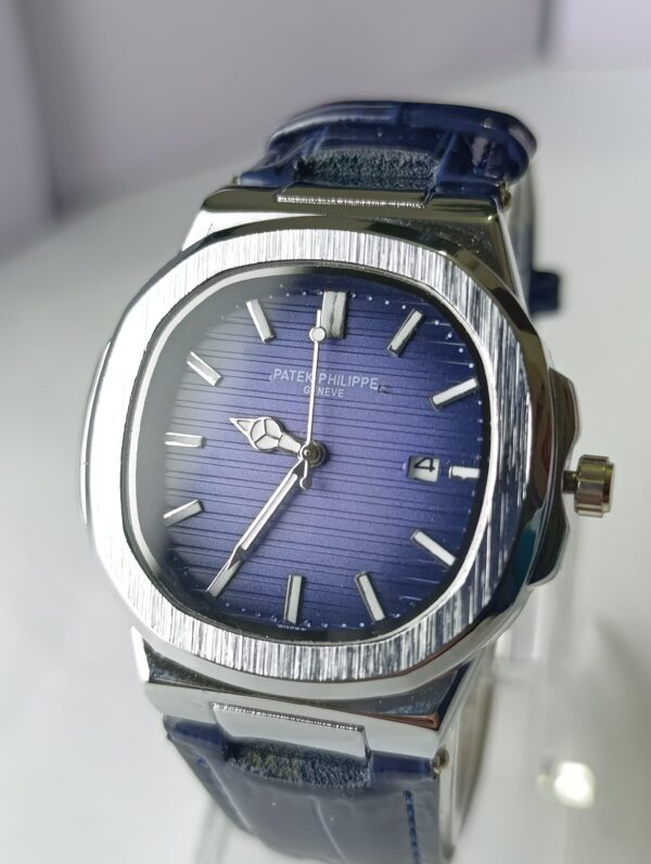 Patek Philippe Nautilus BLUE Dial Quartz Watch with MasterLock Clasp – Premium Design - Image 2