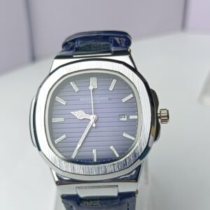 Patek Philippe Nautilus BLUE Dial Quartz Watch with MasterLock Clasp – Premium Design