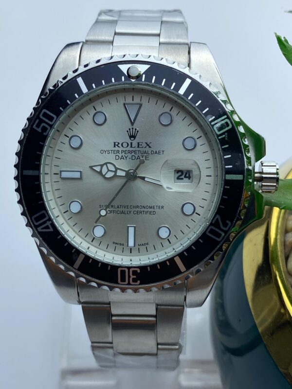 Men’s Stainless Steel Rolex Lookalike Watch – Rotating Bezel & Calendar Function